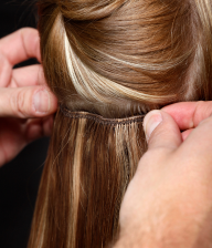 Sew-in and beaded weft hair extensions Dubai full volume